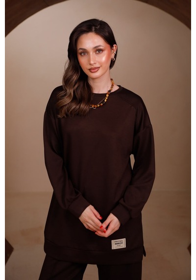 Balenbi Kadın Oysh Modal Kumaş Oversize 80 Cm Tunik Bol Paça Pantolon Tesettür Takım 1228 Kahverengi Balenbi Kadın Oysh Modal Kumaş Oversize 80 Cm Tunik Bol Paça Pantolon Tesettür Takım 1228 Kahverengi