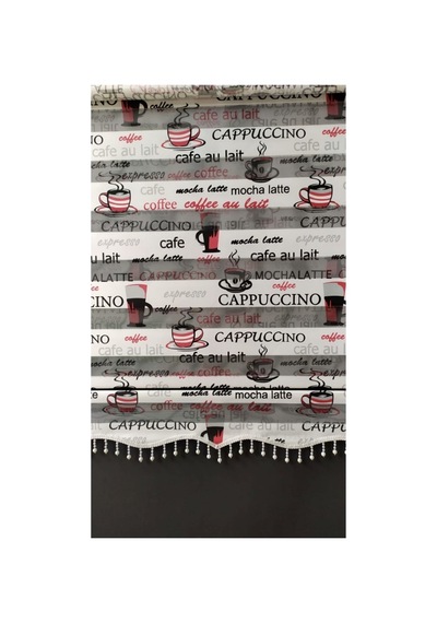 Coffe Desenli Boncuklu Zebra Stor Mutfak Perdesi Beyaz - 97265330 Beyaz