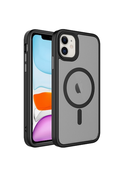 Apple iPhone 12 Uyumlu Mat Arka Yüzey Wireless Şarj Özellikli Flet Magsafe Kılıf-s Siyah Siyah