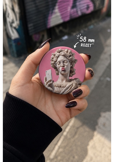 Mashspot 5'li Pop Art Heykel Rozet Seti 58 Mm Renkli Sanat Temalı Buton Rozet Çok Renkli