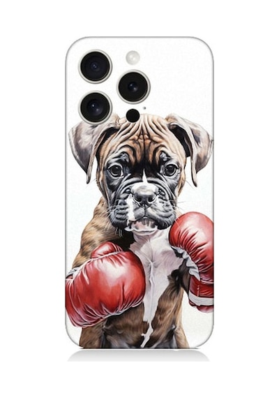 Apple Uyumlu iPhone 15 Pro Max Boksör Köpek Desenli Silikon Kılıf