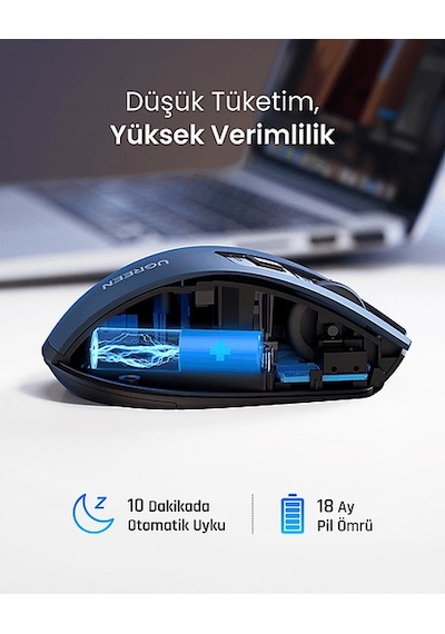 Ugreen MU006 4.000 DPI Ergonomik Sessiz Kablosuz Optik Mouse