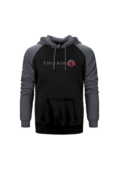 Chevrolet Impala Ss Logo Gri Renk Reglan Kol Kapşonlu Sweatshirt Gri