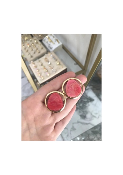 Yeni Seri Sim Detaylı Pembe Küpe