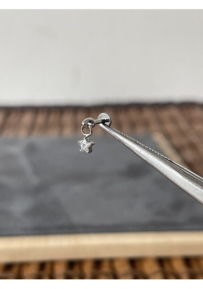 Yüksek Kalite G23 Titanium Yıldız Sallantı Titanyum 6 X 1.2 MM Labret Piercing Beyaz