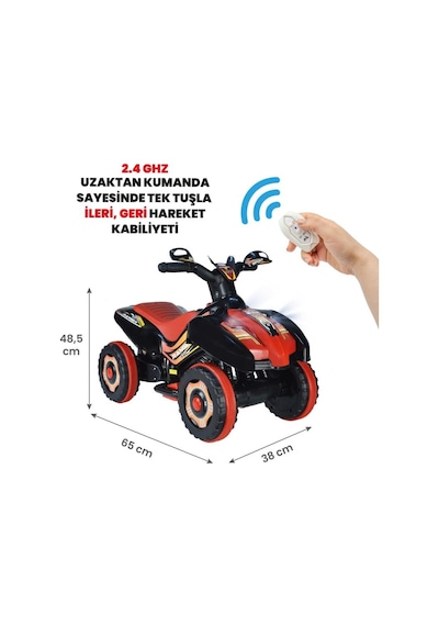 Uzaktan Kumandalı Akülü Atv Ranger 6 Volt 35 Kg Taşıma Kapasitesi Siyah