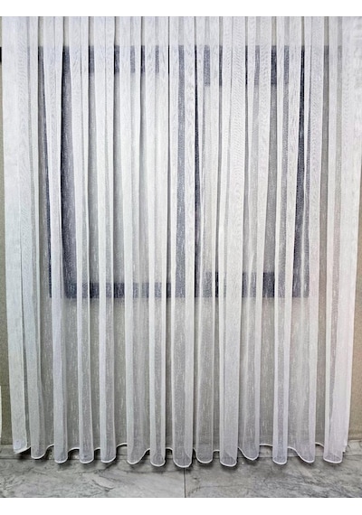 Nokta Çizgi Desenli Şık Tül Perde Ekru 1 E 3 Pileli Et5003santuk