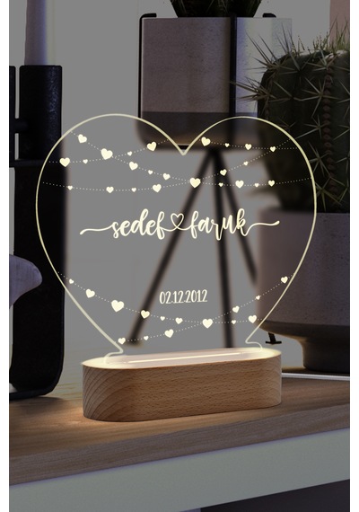 Çiftler İçin Minik Kalp Motifli Kişiye Özel Ledli Gece Lambası Masif Ahşap Tabanlı Usb Kablolu Pleksiglass Led Gece Lambası Çiftler İçin Minik Kalp Motifli Kişiye Özel Ledli Gece Lambası Masif Ahşap Tabanlı Usb Kablolu Pleksiglass Led Gece Lambası