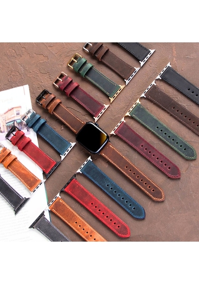 Apple Uyumlu  Watch  42 44 45 49 Mm Ultra Deri Kordon Kayış