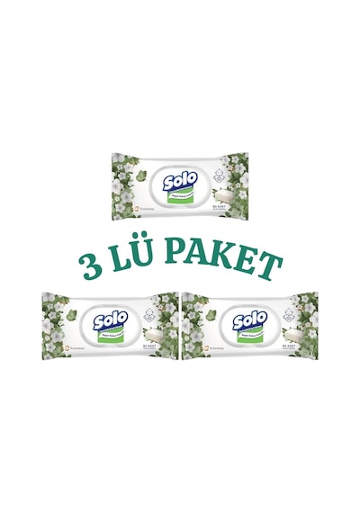 Solo Islak Havlu Beyaz Sabun Kokulu Paket 90 Yaprak 270 Yaprak Bebek Kullanımına Uygun 3'lü