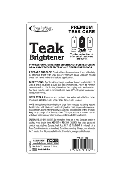Starbrite - Premium Tik Parlatıcı - 2. Adım 950 Ml : Yorgun Ahşaplarınıza Doğal Sıcaklığını Ve Büyüleyici Damarlarını Geri Verin