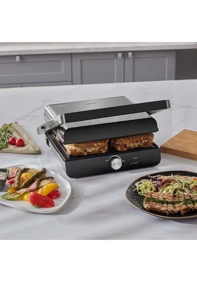 Grilliant 1349h 4 Dilim Kapasiteli Gövdeli Döküm Plakalı Tost Ve Izgara Makinesi Inox 2000w