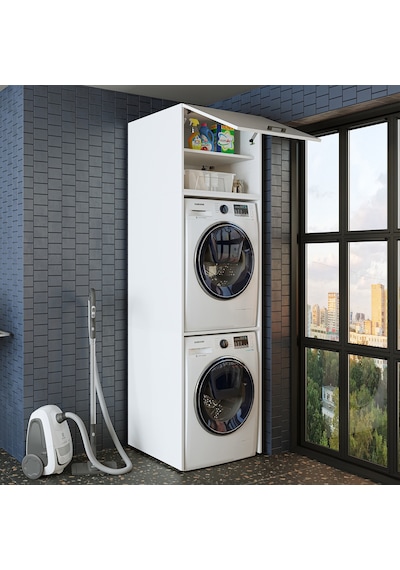Banyo Dolabı 231,2 X 67 Cm Çamaşır Ve Kurutma Makinesi Dolabı Byz Mat Beyaz Banyo Dolabı 231,2 X 67 Cm Çamaşır Ve Kurutma Makinesi Dolabı Byz Mat Beyaz