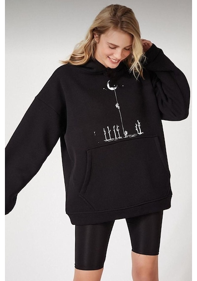 Uyguntarz Unisex Uzay Temalı Sweatshirt siyah