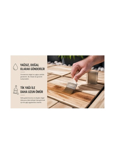 1 Adet Akasya 30x30 Ahşap Geçmeli Karo Deck Natural Yağsız
