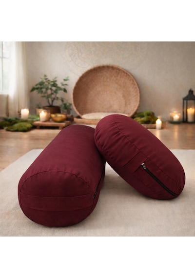 Yuvarlak Zafu Meditasyon Minderi & Bolster Minderi İkili Yoga Meditasyon Minder Seti Bordo