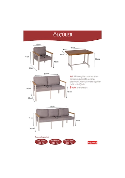 Neokas Bahçe Takımı, Balkon Mobilyası, 2+3+masa, Kafe Koltuğu, Minimalist Tasarım Beyaz Neokas Bahçe Takımı, Balkon Mobilyası, 2+3+masa, Kafe Koltuğu, Minimalist Tasarım Beyaz