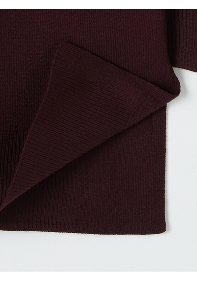 Lc Waikiki Lc Waıkıkı Bordo Bisiklet Yaka Kadın Triko Tunik