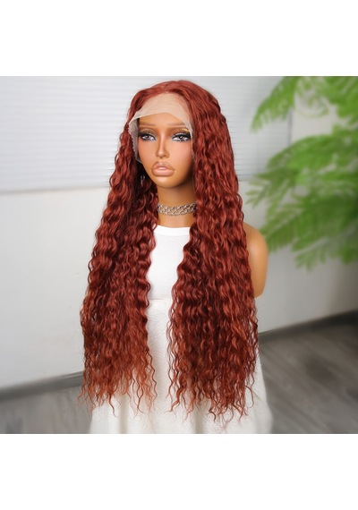 Afro Dalga Koyu Bakır Fiber Sentetik T Tül Peruk - Zmff-582367 Renkli