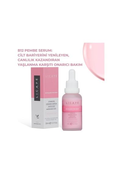 B12 Revitalizing Aydınlatıcı Bariyer Güçlendirici Nemlendirici Pink Serum 30ml