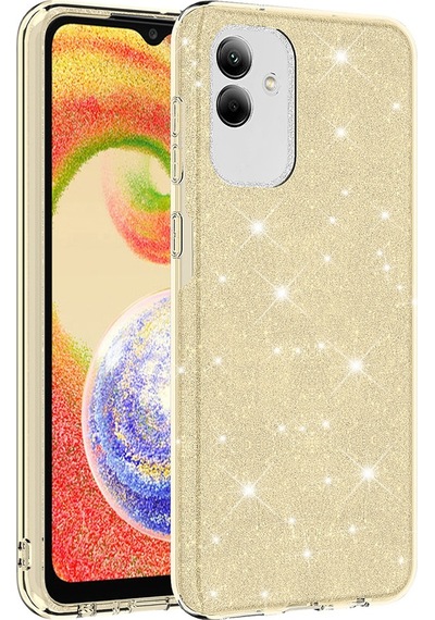 Samsung Galaxy Uyumlu A04 Kılıf Zore Shining Silikon-Gold Gold