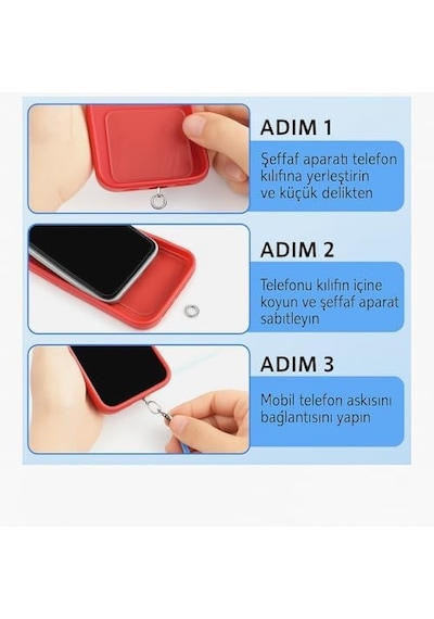 Telefon Boyun Askı Aparatı 5'li Paket, Universal Şeffaf Acik Yeşil