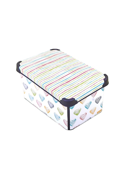 Style Box Colored Zigzag Dekoratif Oyuncak Kutu Seti - 2x 10 Litre Gri Çok Renkli