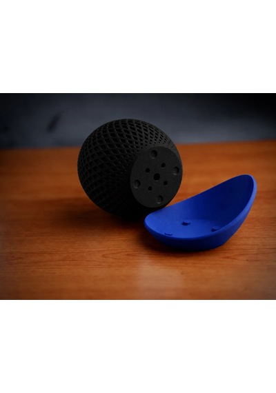 3d Baskı Küre Saksı - Kafes Dokulu İki Parçalı Dekoratif Saksı - Siyah-mavi 93988370