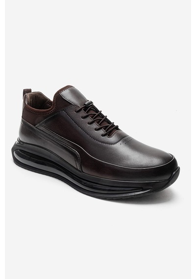 Dericlub Erkek Kalın Taban Comfort Sneaker Gerçek Deri Cr 2440 Kahverengi