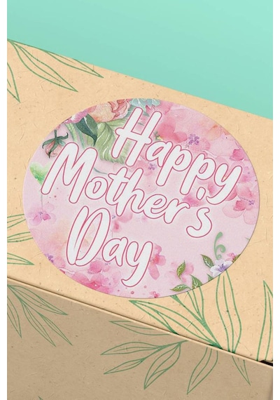 Happy Mother's Day Çiçekli Sticker 3x3cm St2369 Çok Renkli