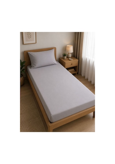 Tek Kişilik Lastikli Çarşaf Takımı 100x200cm Açık Gri Açık Gri