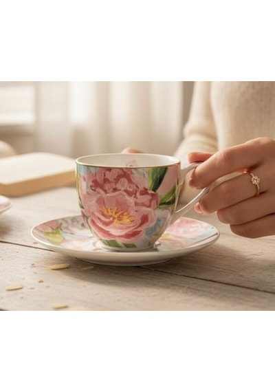 6 Kişilik Porselen Full Bloom Kahve Fincanı 100 Ml -7595 Çok Renkli