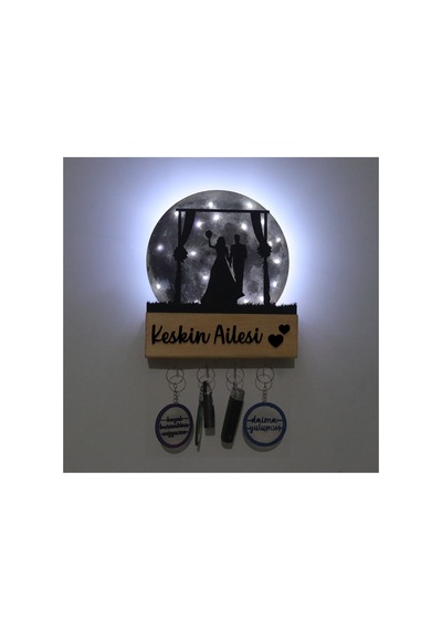 Led Işıklı Pleksi Dolunay Kişiselleştirilebilir Biblo Wedding Gelin Damat Anahtar Askılığı Gri - 737346274