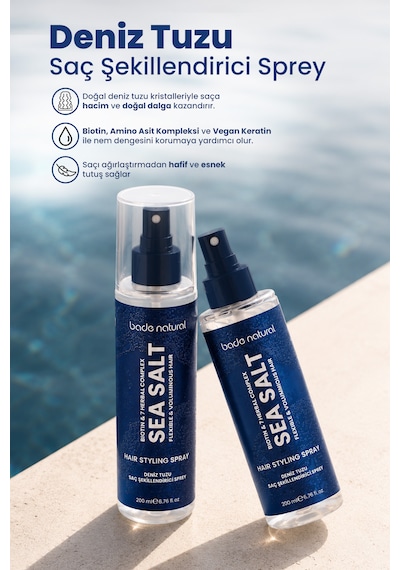 Bade Natural Deniz Tuzu Şekillendirici Saç Spreyi 200 Ml