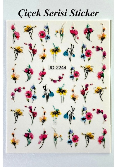 Nail Art Sticker Kendinden Yapışkanlı, Tırnak Süsleme, Tırnak Dövmesi Stikır 2244 Çok Renkli-2244