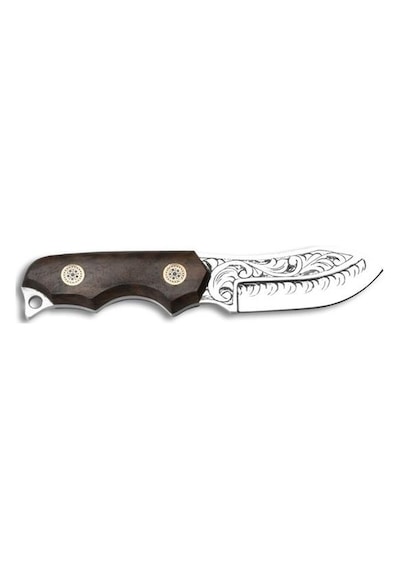 Bora 324 Honey Badger Kök Ceviz Saplı Gravürlü Kamp Bıçak Kahverengi