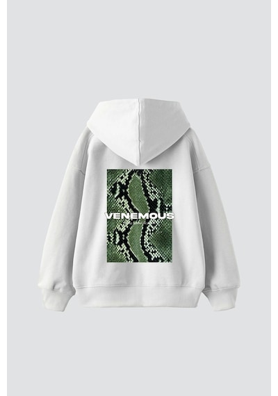 Startmore Snake Venomous Baskılı Oversize Unisex Premium Beyaz Beyaz