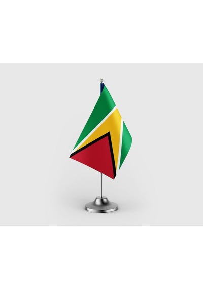 Guyana Devleti Tekli Saten Masa Bayrağı Seti Diğer