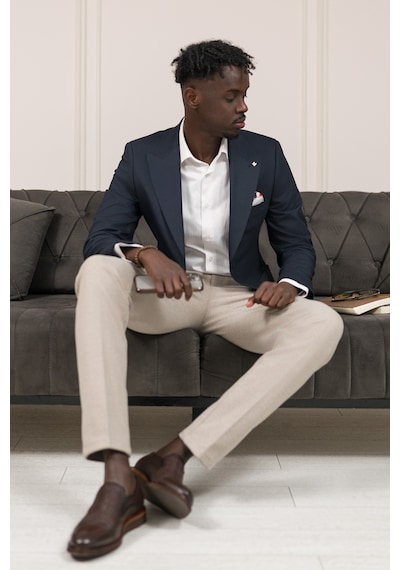 Paul Martin Slimfit İtalyan Yaka Astarlı Torba Cepli Blazer Ceket Lacivert