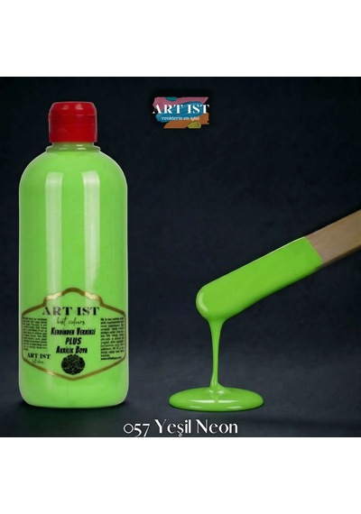 Kendinden Vernikli Plus Vernikli Akrilik Boyalar - 057 Yeşil Neyon Ahşap, Taş Tozu, Hobi, Dıy 057 Yeşil Neon