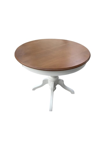Lindon Baba Ayak Yuvarlak Açılır Masa 120x120 Ceviz - Beyaz