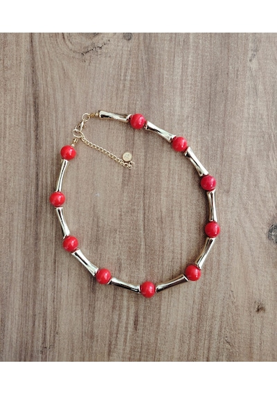 Rio Nar Çiçeği Gold Choker Kolye Renkli