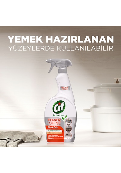 Cif Power & Shine Sprey Mutfak İçin Temizleyici Ve Yağ Çözücü 750 Ml X4 Diğer