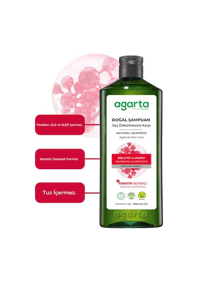 Agarta Saç Dökülmesine Karşı Bitkisel Tuzsuz Şampuan 400 ML (Biberiye özlü)