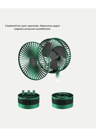 Lvsqvr Katlanabilir Şarjlı Mini Fan 3 Kademeli Hız Ayarlı Taşınabilir