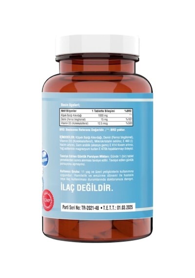 Vitamin D3 Iron Shark Cartilage Köpek Balığı Kıkırdağı 1000 Mg 120 Tablet