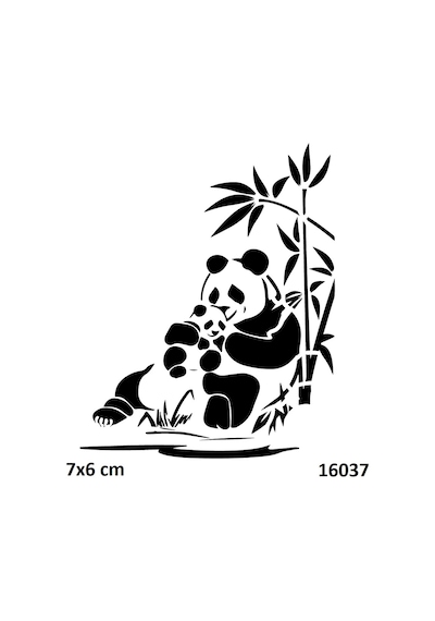Airbrush Tattoo Panda Ve Yavrusu Yapışkanlı Stencil Süsleme Ve Boyama Kalıbı