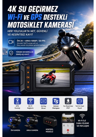 M5f Aksiyon Kamerası Motorsiklet Ön Ve Arka Kamera Sistemi 170 Derece Geniş Lens Full Hd 1080p Kayıt 3.0 İnç Ekran Wifi Gps Su Geçirmez Gece Görüşü Desteği Tüm Motorsikletlere Uyumlu M5f Aksiyon Kamerası Motorsiklet Ön Ve Arka Kamera Sistemi 170 Derece Geniş Lens Full Hd 1080p Kayıt 3.0 İnç Ekran Wifi Gps Su Geçirmez Gece Görüşü Desteği Tüm Motorsikletlere Uyumlu