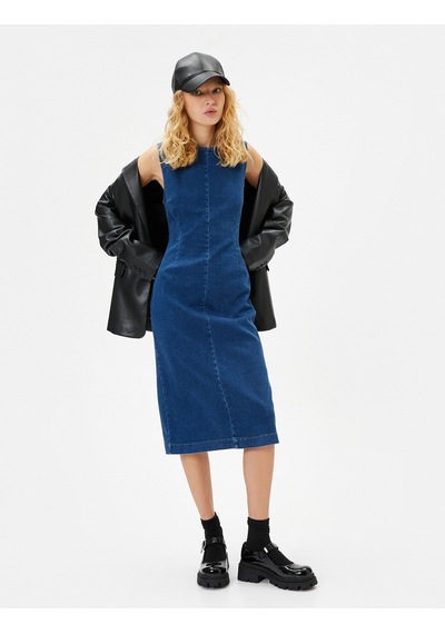 Koton Midi Kot Elbise Kolsuz Slim Fit Bisiklet Yaka Yırtmaç Detaylı Pamuklu Orta İndigo 4wal80004md İndigo Koton Midi Kot Elbise Kolsuz Slim Fit Bisiklet Yaka Yırtmaç Detaylı Pamuklu Orta İndigo 4wal80004md İndigo