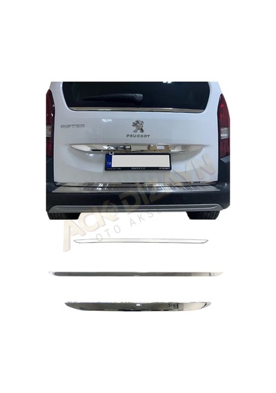 Combo/berlingo/rifter 3'lü Arka Krom Set 2019-2023 Arka Cam Çıtası-bagaj Alt Çıtası-bagaj Çıtası